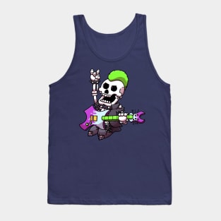 Cartoon Punk Rock Skeleton With Guitar Tank Top